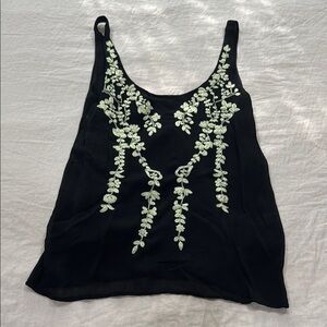 H&M Black and White Embellished Sleeveless Tank Top